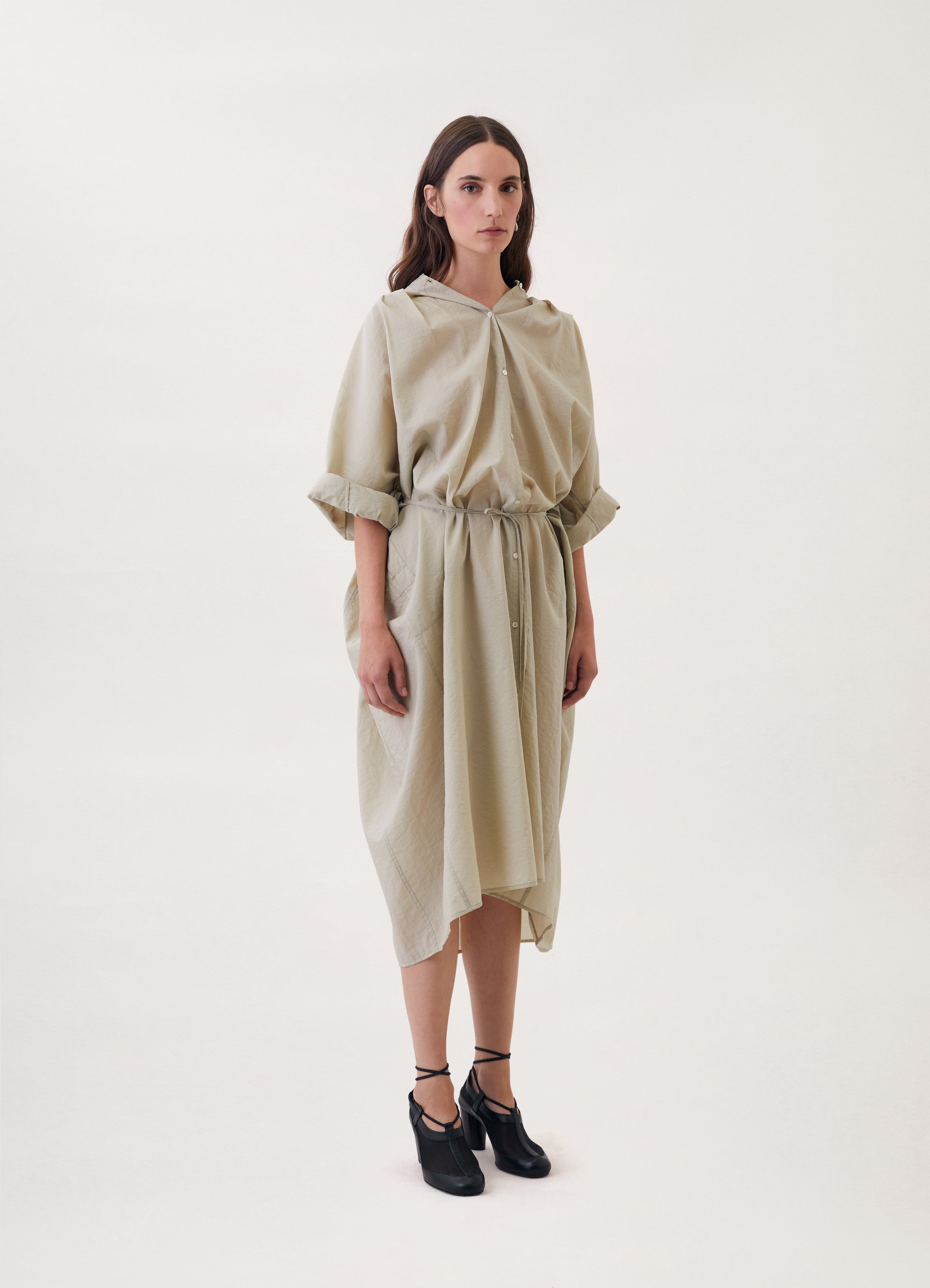 PLEATED SHIRT DRESS