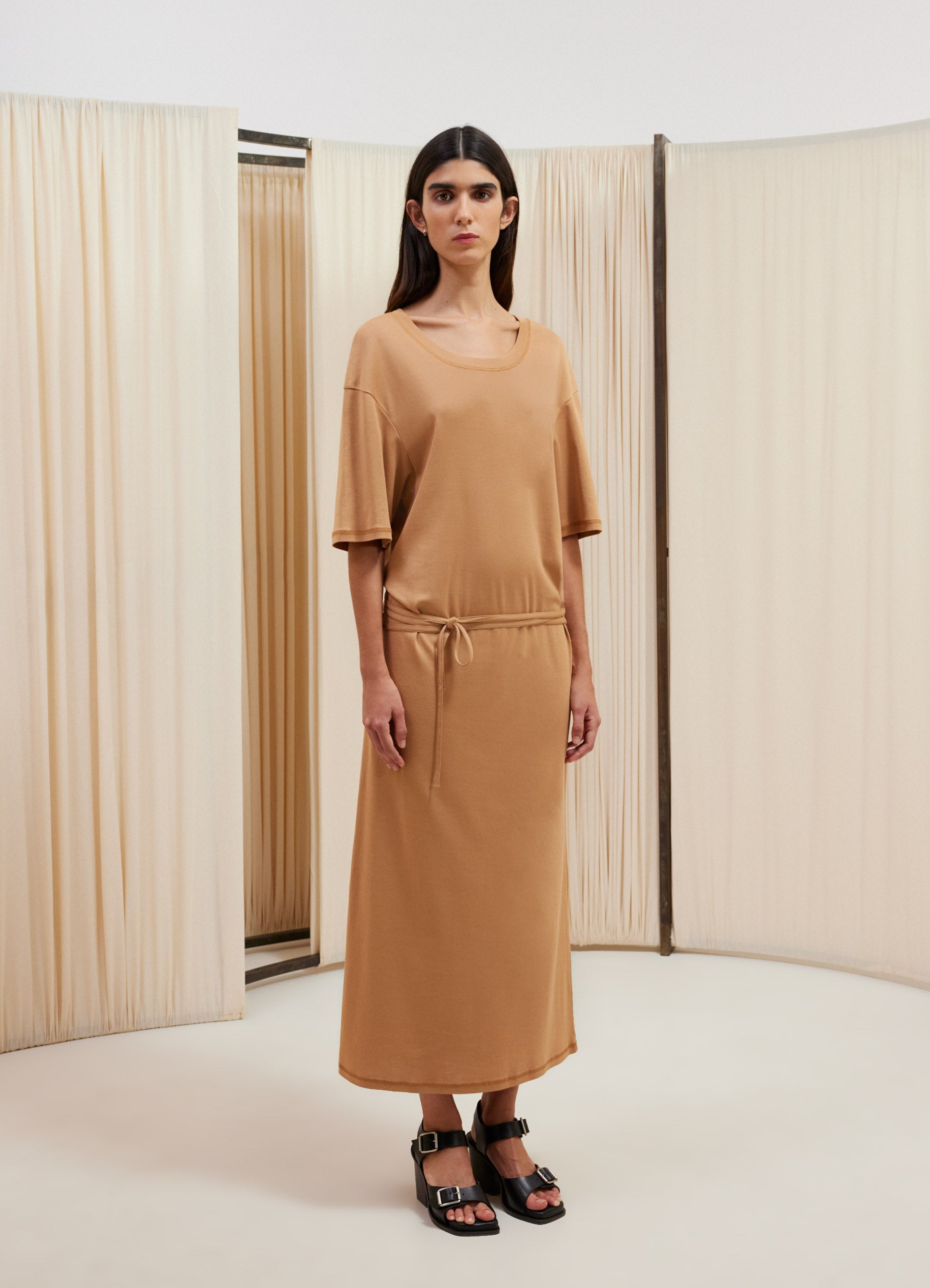 BELTED RIB T-SHIRT DRESS