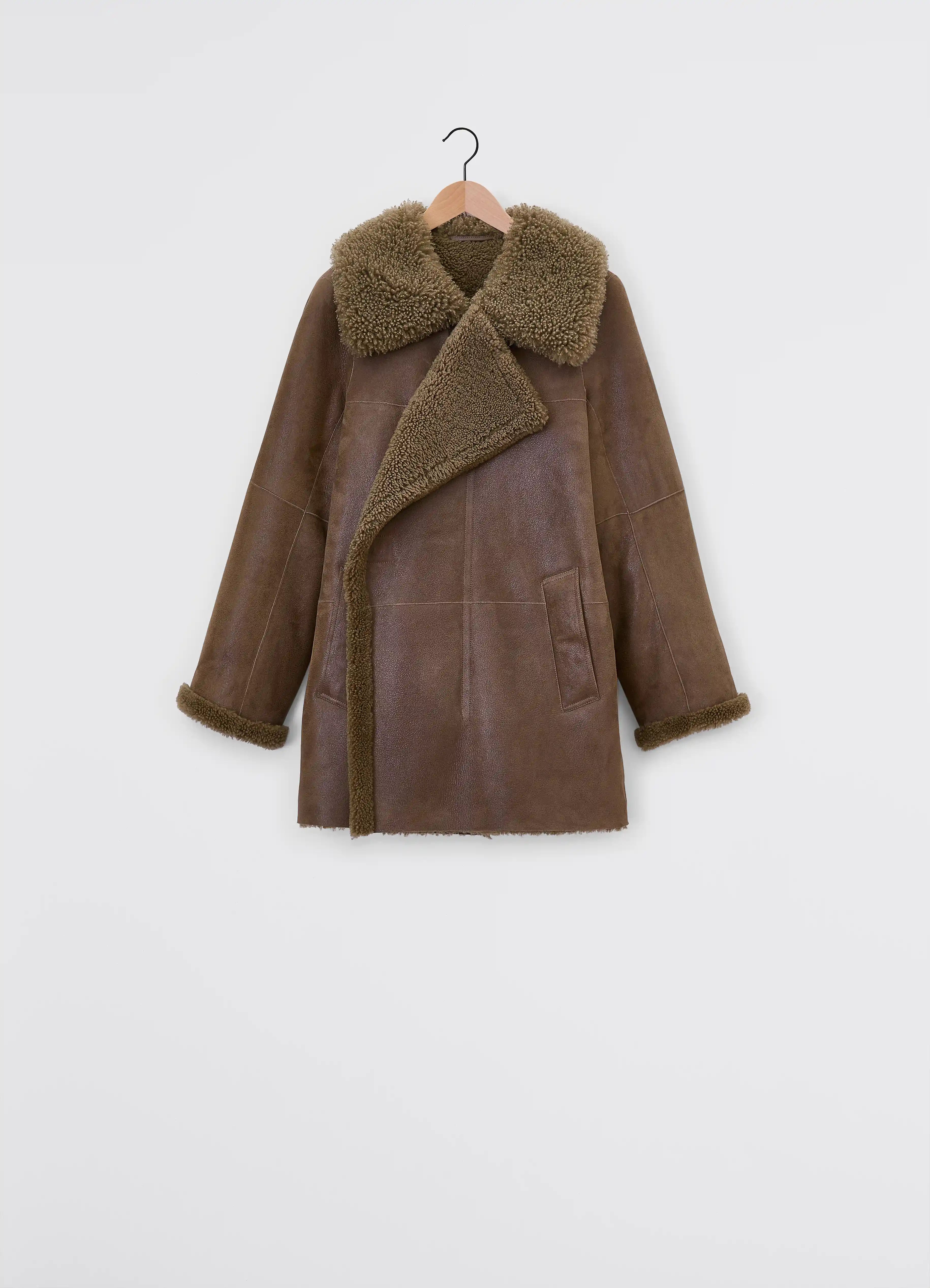 ASYMMETRICAL SHEARLING COAT