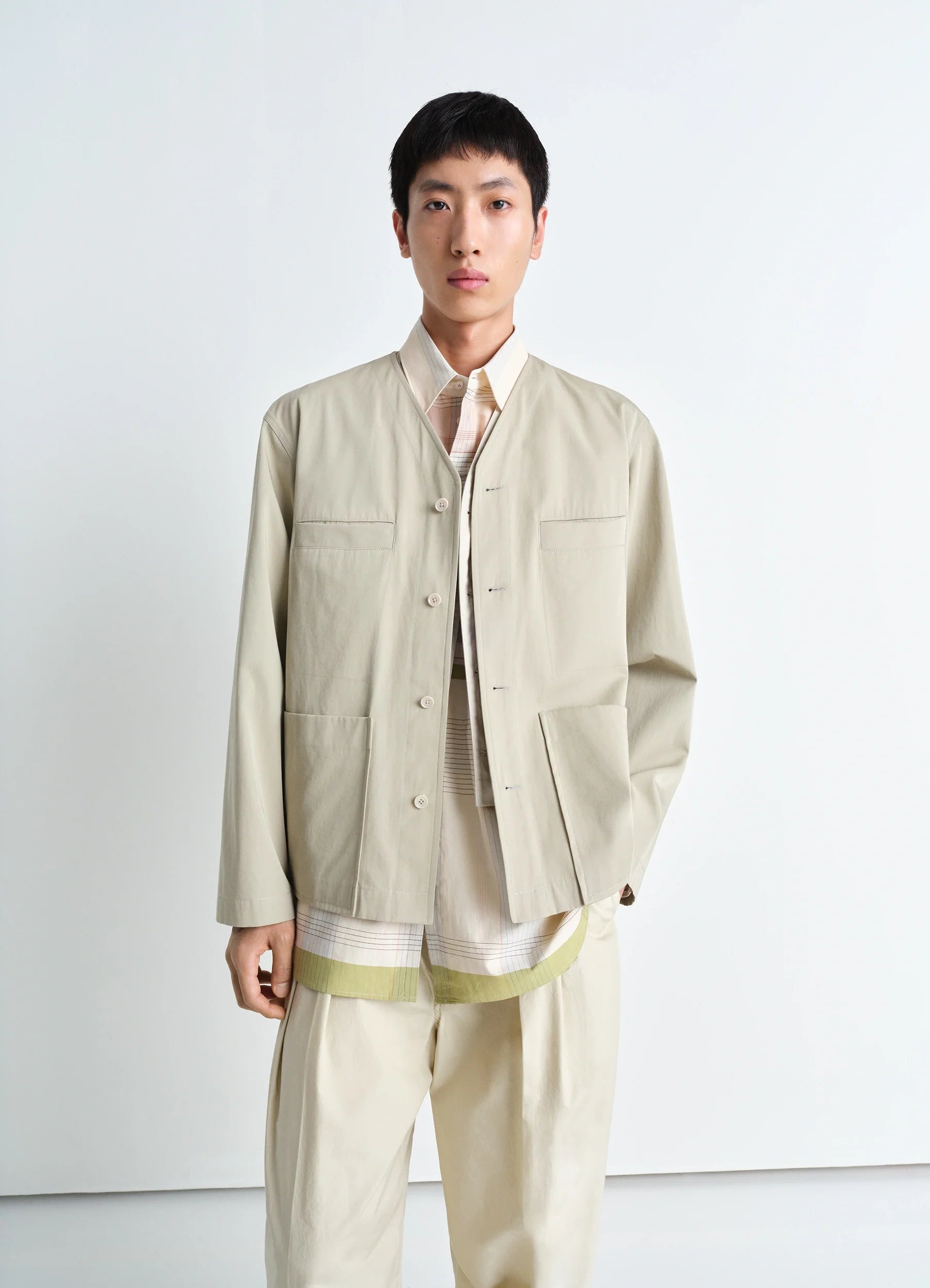 COLLARLESS OVERSHIRT